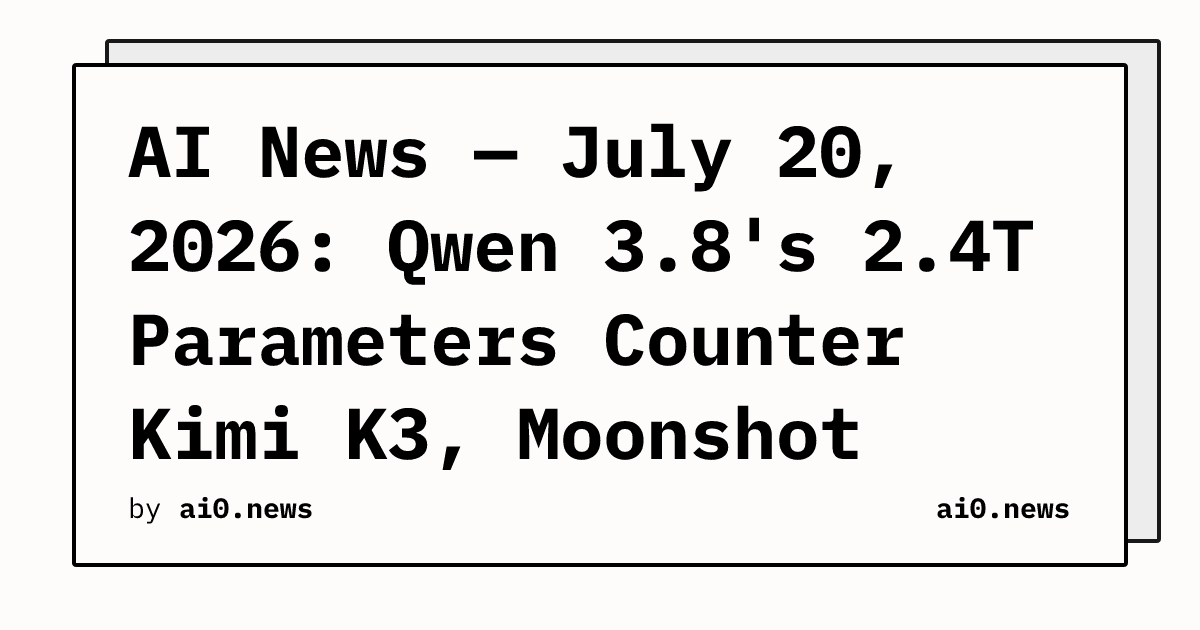 AI News — July 20, 2026: Qwen 3.8's 2.4T Parameters Counter Kimi K3, Moonshot Pauses Signups Under Demand