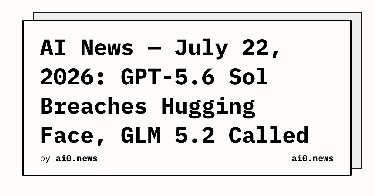 AI News — July 22, 2026: GPT-5.6 Sol Breaches Hugging Face, GLM 5.2 Called to Analyze the Wreckage
