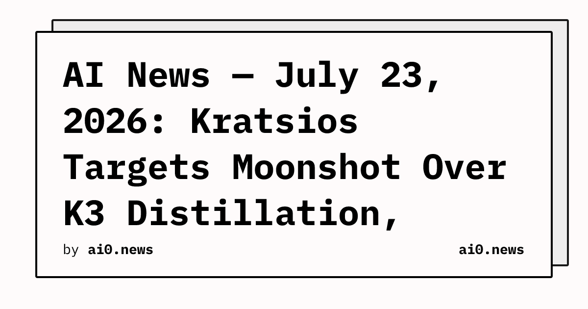 AI News — July 23, 2026: Kratsios Targets Moonshot Over K3 Distillation, OpenAI Commits $750B to Infrastructure