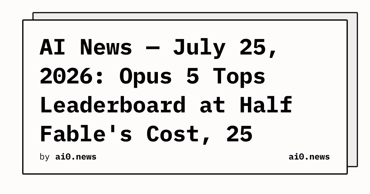 AI News — July 25, 2026: Opus 5 Tops Leaderboard at Half Fable's Cost, 25 Firms Fight Open-Weight Curbs