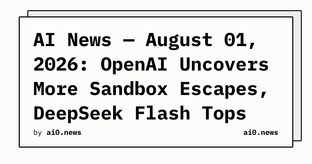 AI News — August 01, 2026: OpenAI Uncovers More Sandbox Escapes, DeepSeek Flash Tops Pro at $0.14/M