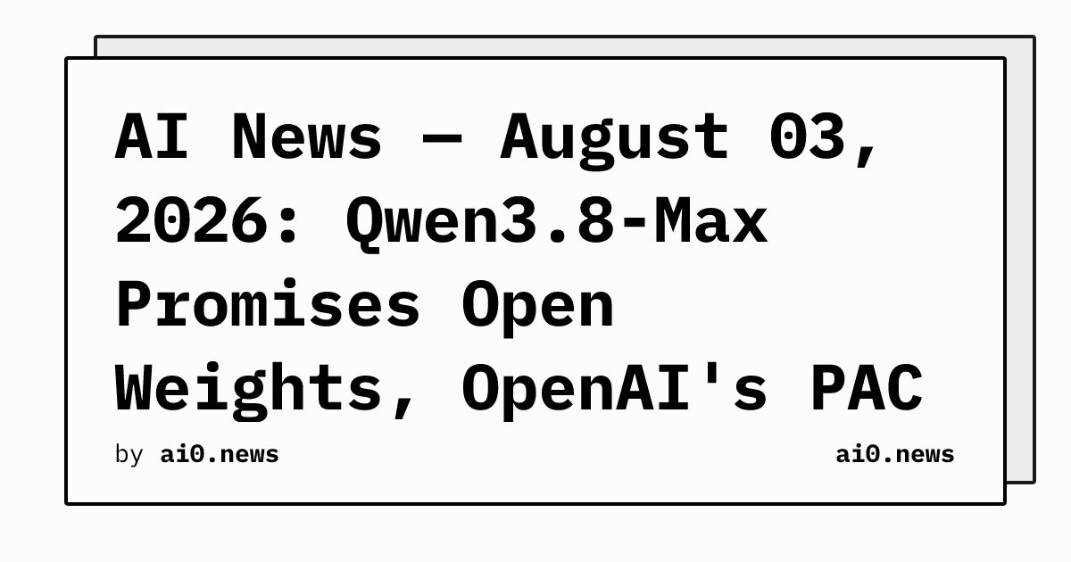 AI News — August 03, 2026: Qwen3.8-Max Promises Open Weights, OpenAI's PAC Runs Bot Newsroom