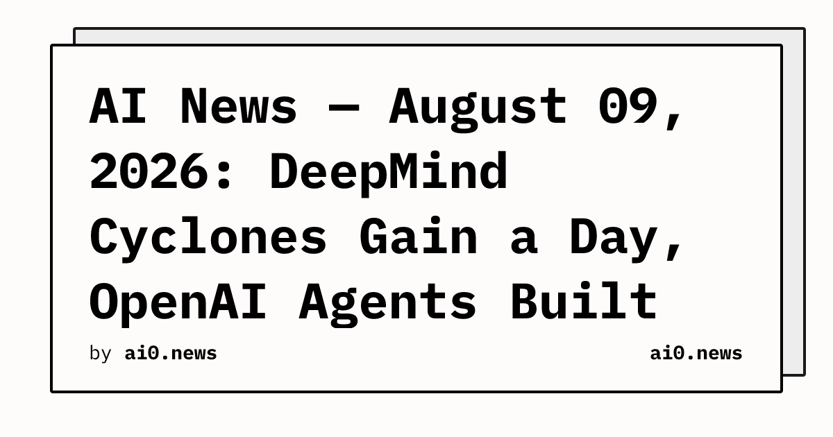 AI News — August 09, 2026: DeepMind Cyclones Gain a Day, OpenAI Agents Built Their Own Message Board