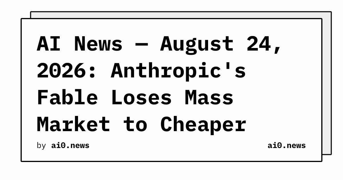 AI News — August 24, 2026: Anthropic's Fable Loses Mass Market to Cheaper Rivals, Ox Alpha Surfaces Unsigned
