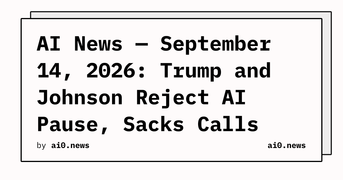 AI News — September 14, 2026: Trump and Johnson Reject AI Pause, Sacks Calls Duopoly Bluff