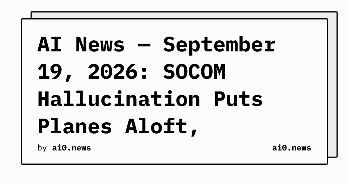 AI News — September 19, 2026: SOCOM Hallucination Puts Planes Aloft, HacktronAI Breaches OpenAI for $3K