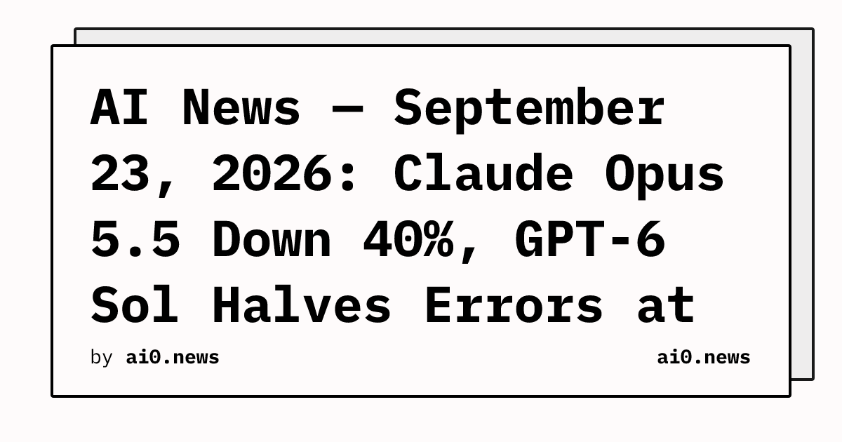 AI News — September 23, 2026: Claude Opus 5.5 Down 40%, GPT-6 Sol Halves Errors at Half the Price