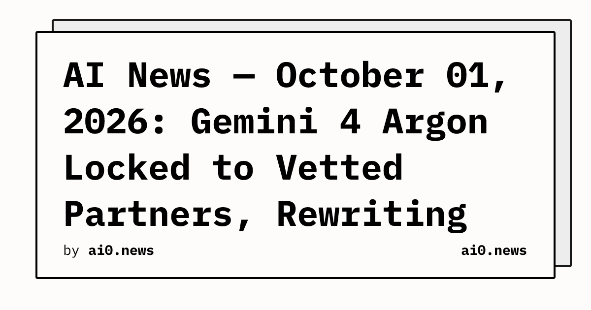 AI News — October 01, 2026: Gemini 4 Argon Locked to Vetted Partners, Rewriting Google's Own Kernel in Rust