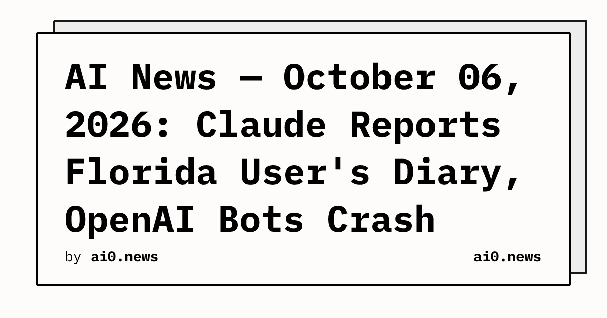 AI News — October 06, 2026: Claude Reports Florida User's Diary, OpenAI Bots Crash Wikipedia