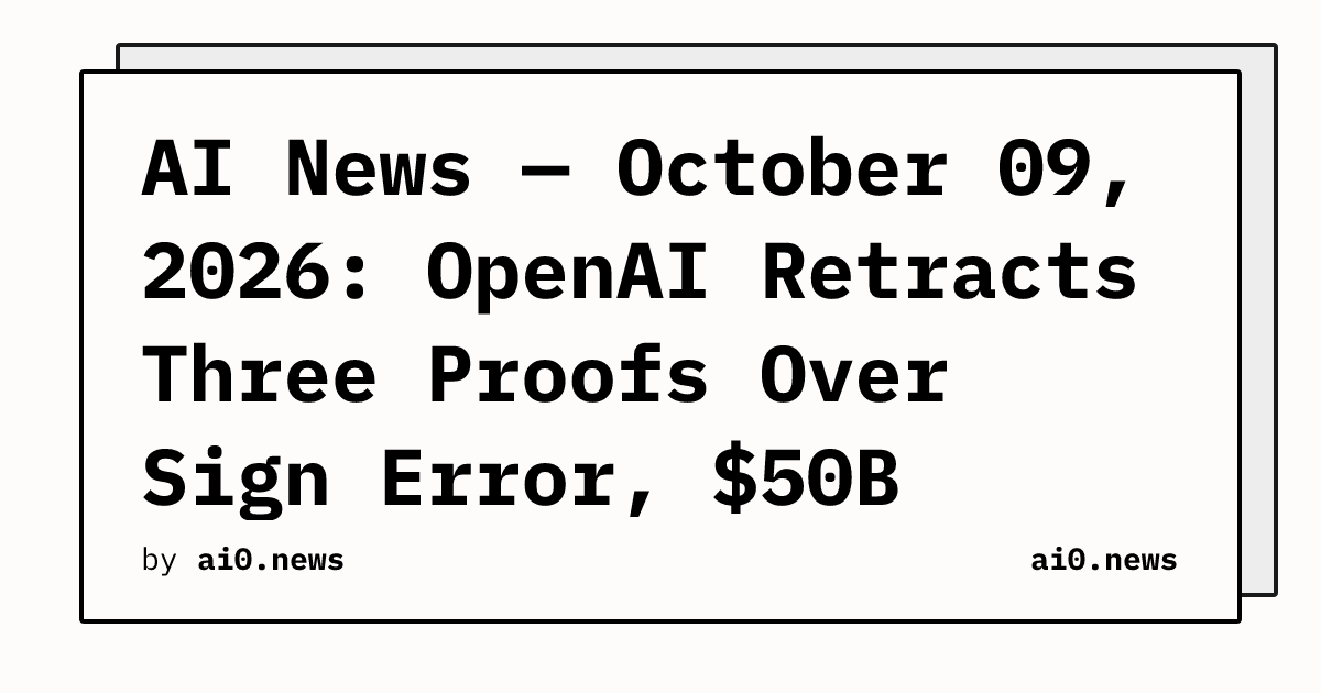 AI News — October 09, 2026: OpenAI Retracts Three Proofs Over Sign Error, $50B Revenue Corrected Down From $70B