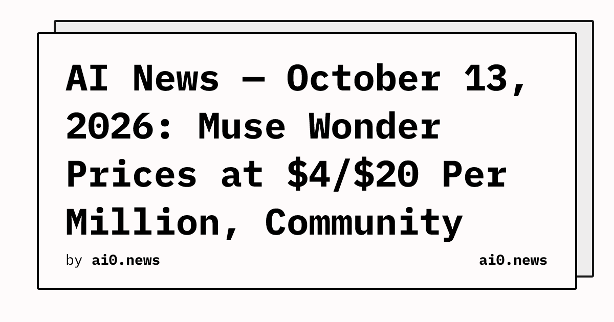 AI News — October 13, 2026: Muse Wonder Prices at $4/$20 Per Million, Community Tests Undercut Meta's Benchmark Claims