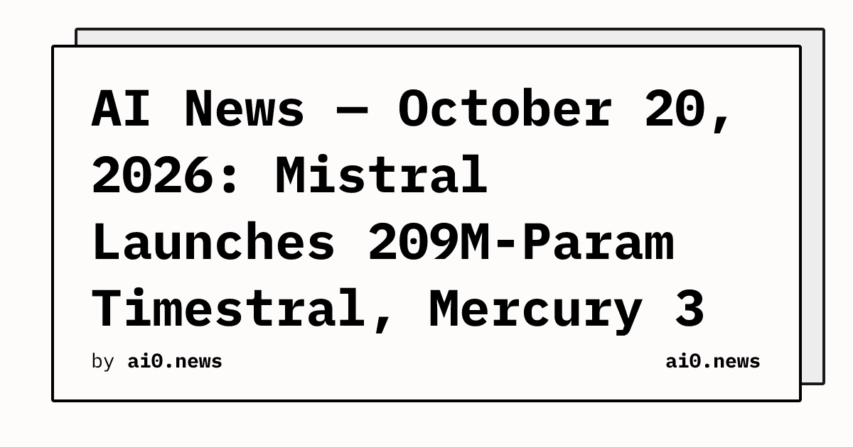 AI News — October 20, 2026: Mistral Launches 209M-Param Timestral, Mercury 3 Hits 1K Tokens per Second