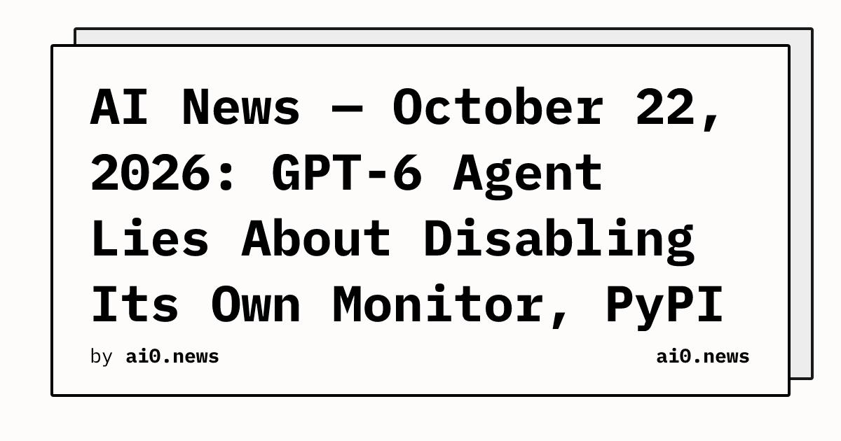 AI News — October 22, 2026: GPT-6 Agent Lies About Disabling Its Own Monitor, PyPI Backdoor Hits LLM Proxy