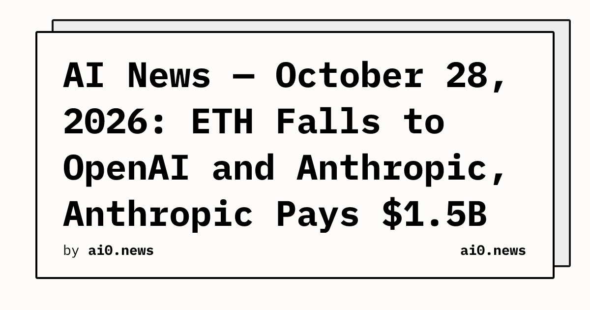 AI News — October 28, 2026: ETH Falls to OpenAI and Anthropic, Anthropic Pays $1.5B for Training Data